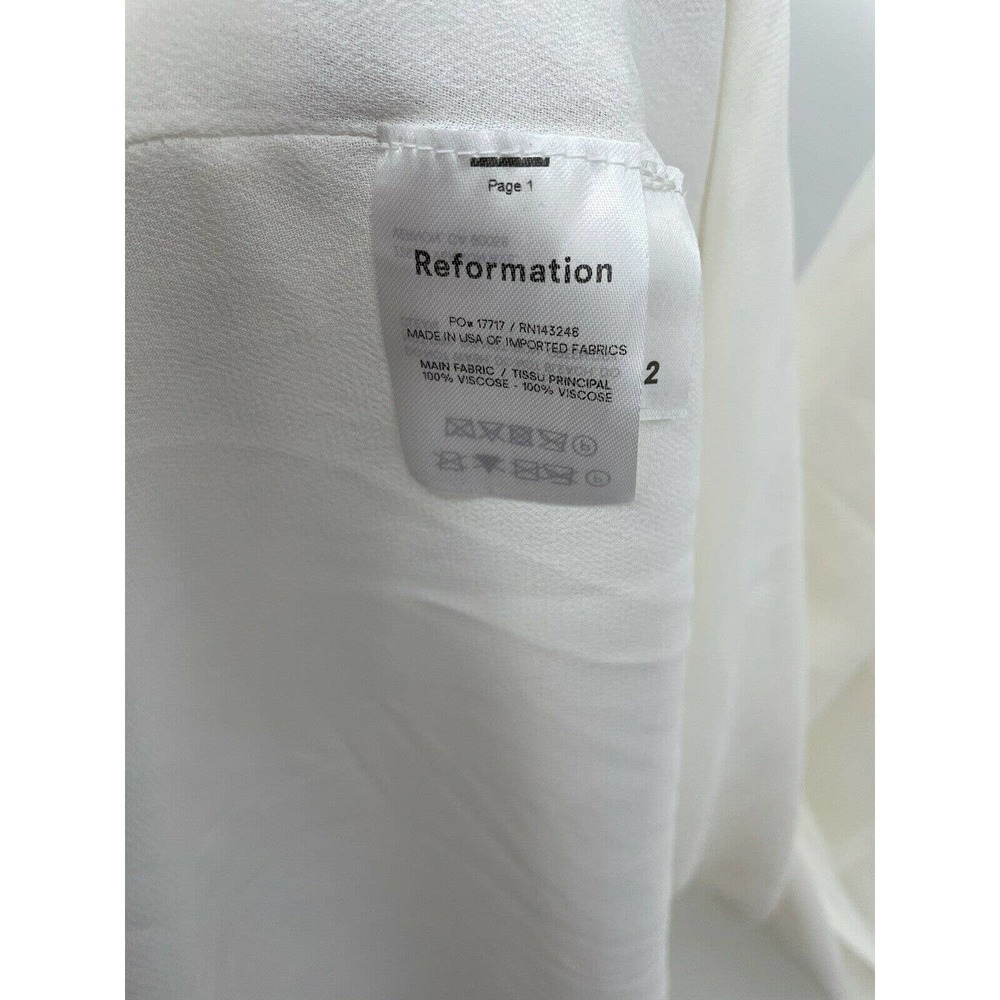 Reformation Evelyn One Shoulder Dress Ivory Size 2 Chiffon Front Slit Dress - Picture 7 of 7